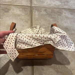 Longaberger Woven Basket with Heart Patterned liner
